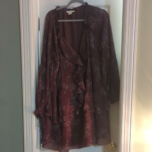torrid Burgundy Floral Ruffle Wrap Dress